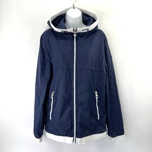 Guess Windbreaker Jacket Mens Sz M Womens L Navy White Nautical Travel